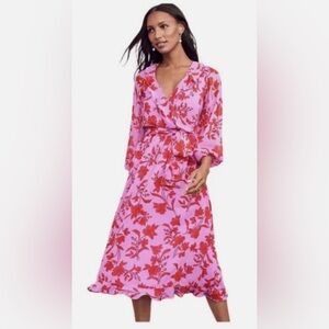 Ann Taylor Pink and Red Floral Maxi Dress NWT